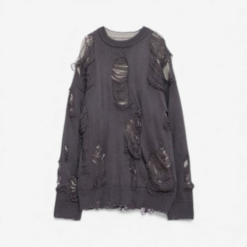 David – Trui met lange mouwen ronde hals en geribd detail