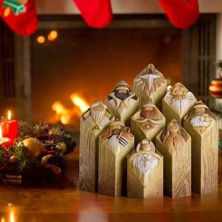 HeavenlyGlow – Kerststalzuilbeelden voor een elegante en spirituele kerstdecoratie