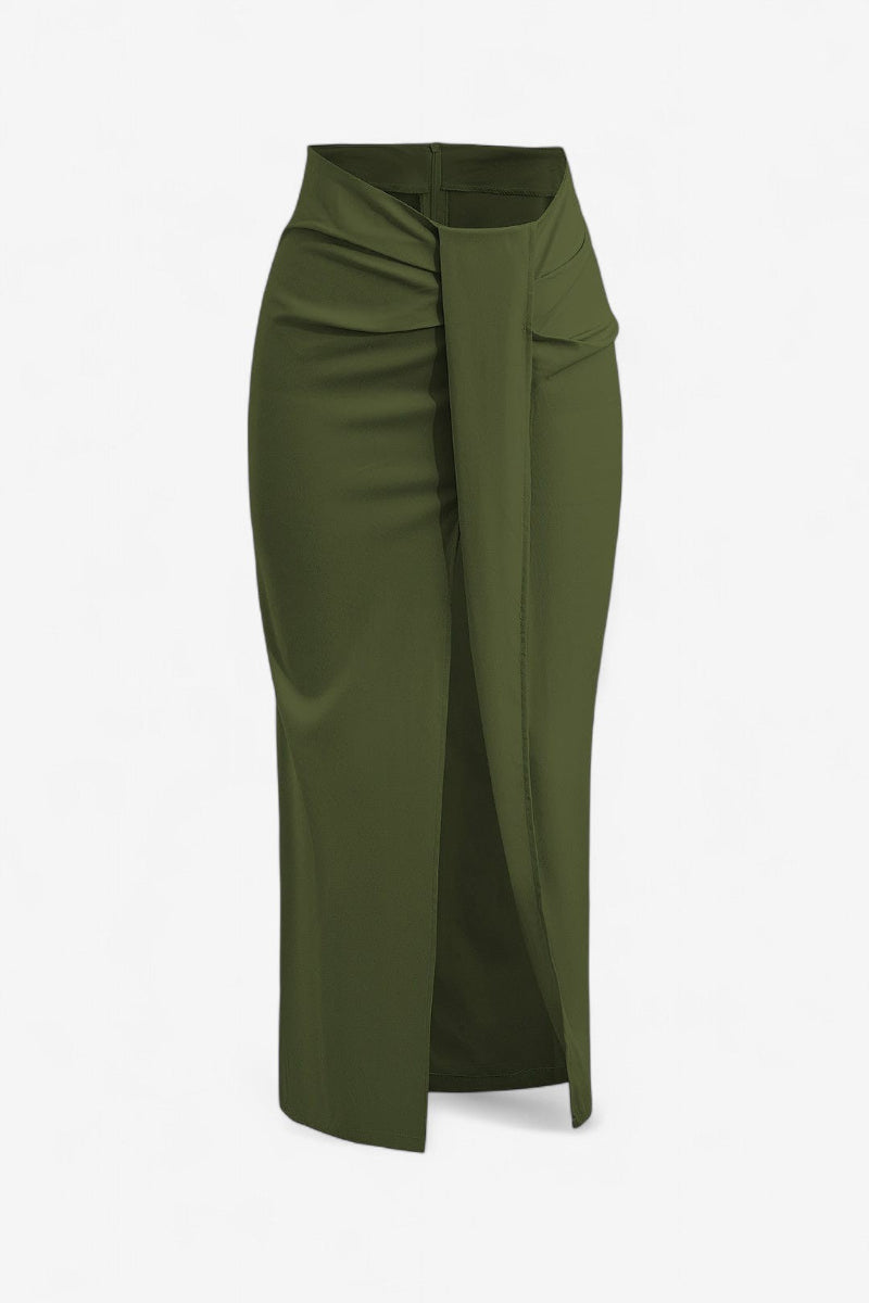 Isabella – Midi-rok met hoge taille en wikkelvoorkant