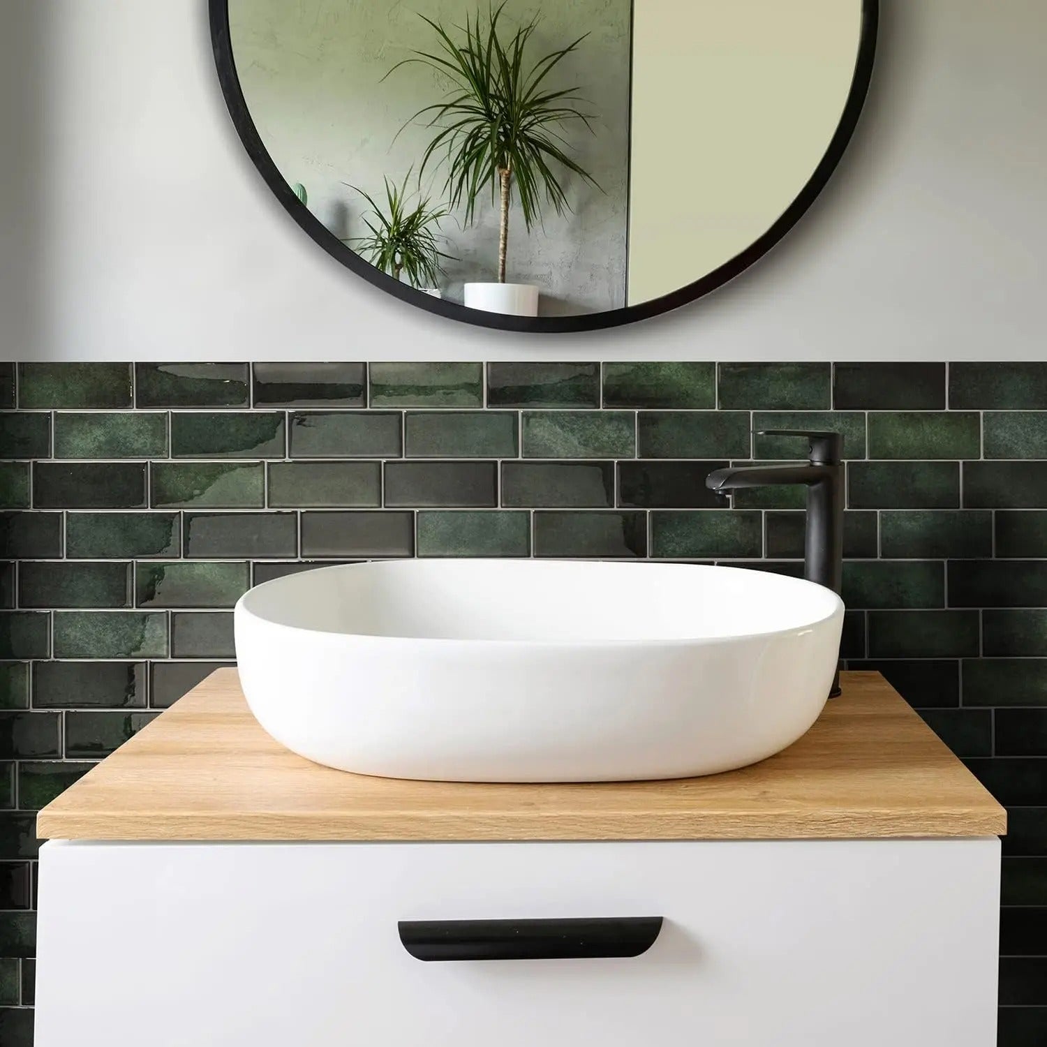 TileSnap - Waterdichte stickers met groen baksteenpatroon voor een snelle make-over