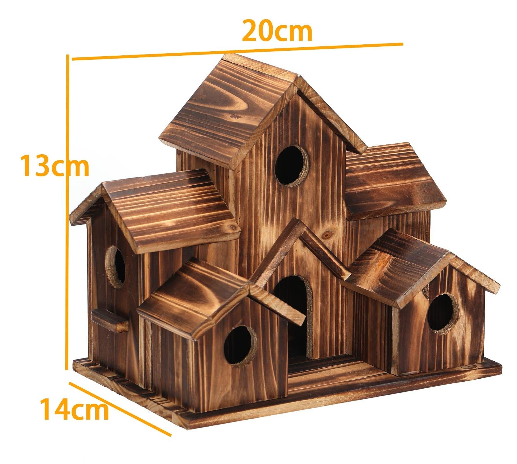 NestHaven - Handgemaakt vogelhuisje met 6 gaten en blokhutontwerp voor tuin en vogels
