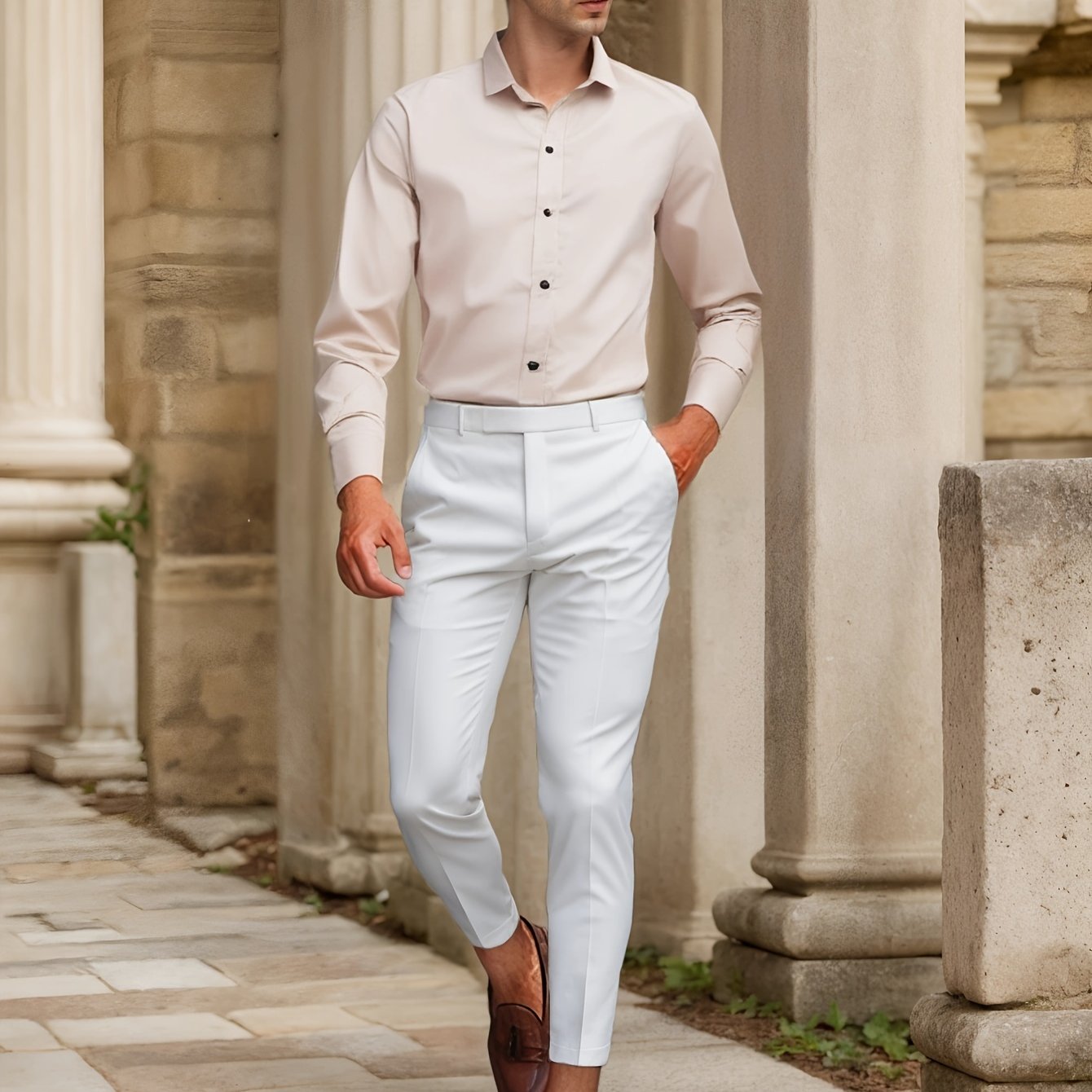 Luca - Slim Fit Overhemd met Gestreepte Kraag