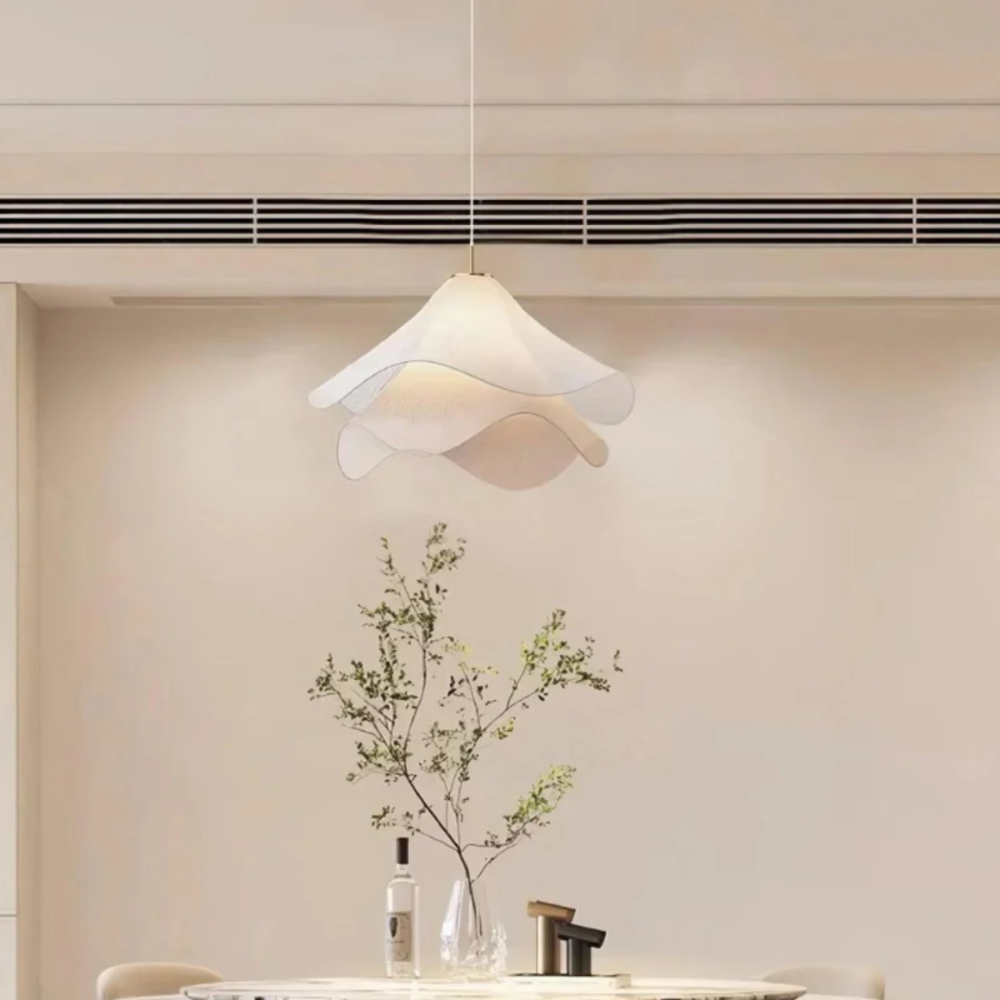LumiWave – Textiele Plafondlamp met Gelaagde Golvende Kap