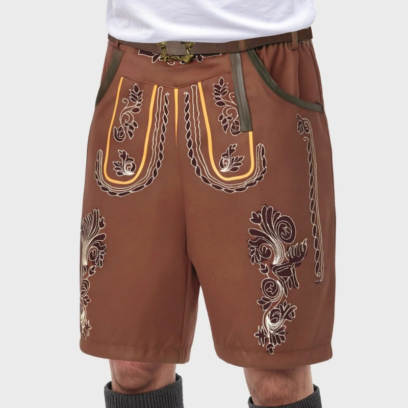 Thomas – Geborduurde Shorts met Bloemenmotief Riem en Zakken