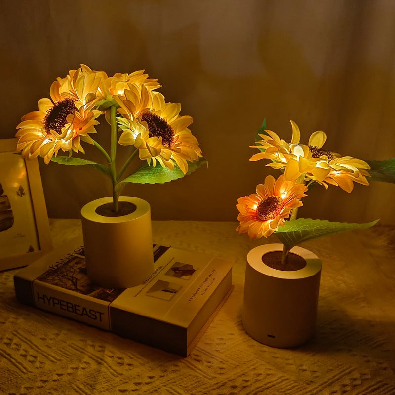 FloraGlow – USB Oplaadbare Zonnebloem LED Nachtlamp voor Decoratieve Sfeer