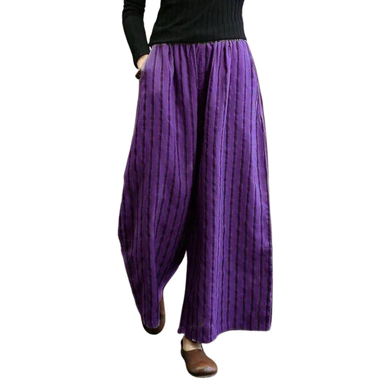 Raya – Wijde pijpen Gestreepte broek met zijzakken en relaxte pasvorm