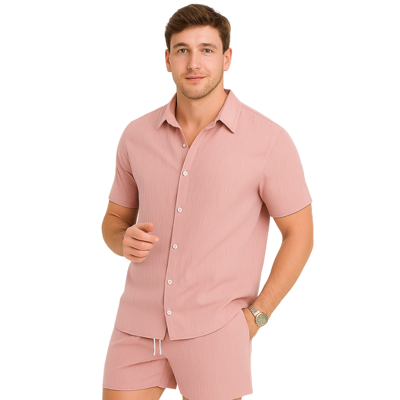 Randy – Korte Mouwen Overhemd met Bijpassende Shorts 2delige Set