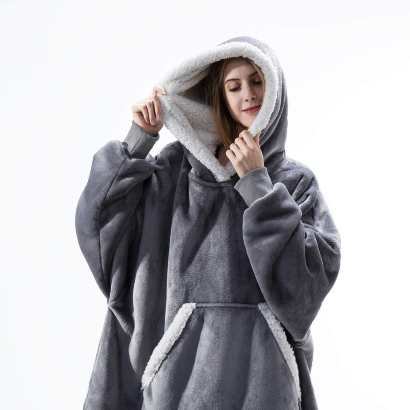 Sophie – Oversized Deken met Capuchon, Lange Mouwen en Zakken
