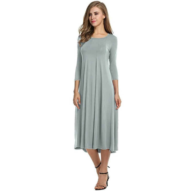 Chloe - Elegante maxi jurk met korte mouwen en ronde hals