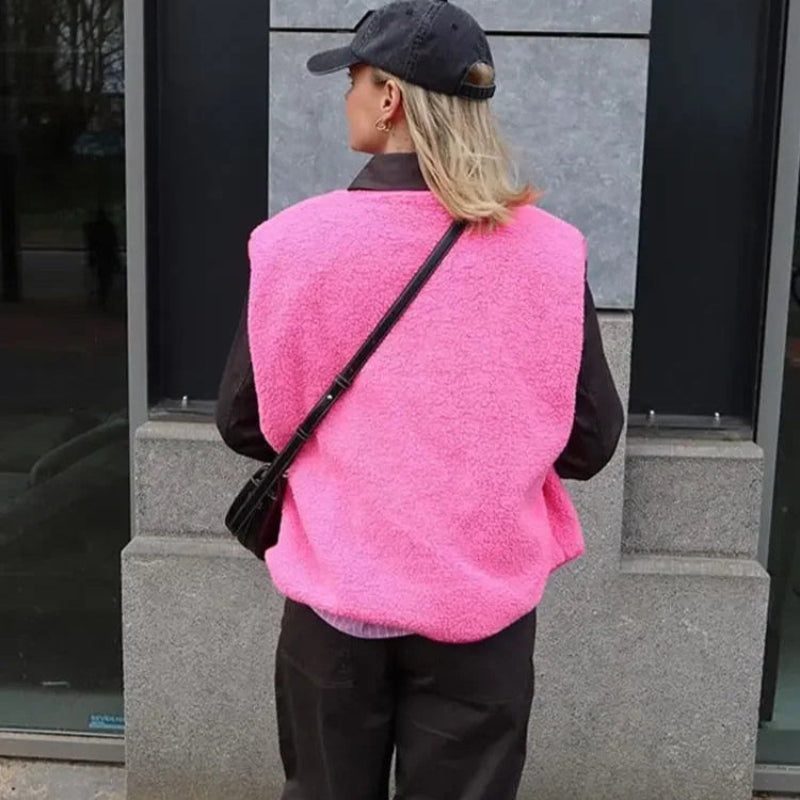 Lily – Mouwloos Vest met V-Hals en Zakjes