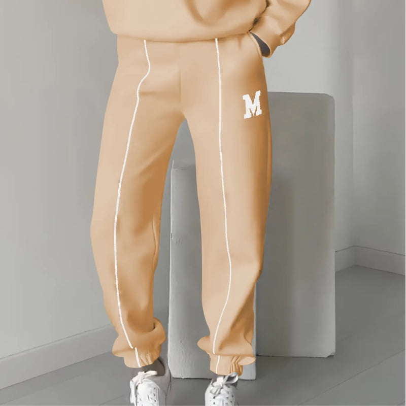 Amanda – Tweedelige Set met Lange Mouwen Shirt met Ritssluiting en Wijd Pijp Broek