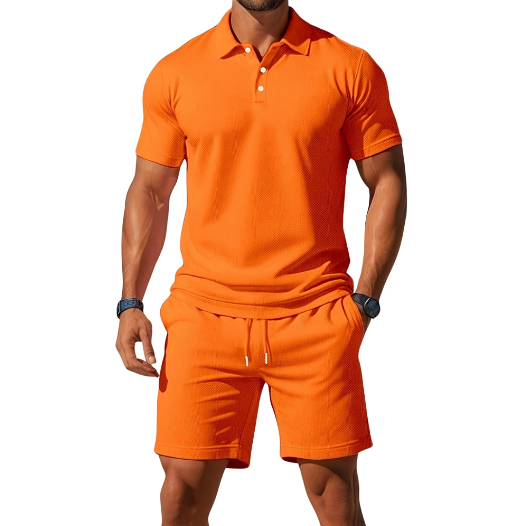 Leo - Set met Poloshirt met Korte Mouwen en Short met Verstelbare Taille