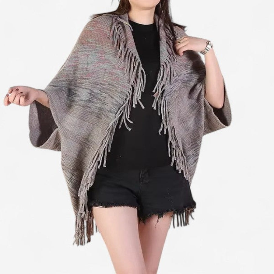 Maya - Cardigan Cape Sjaal met Kwastjes Ontwerp