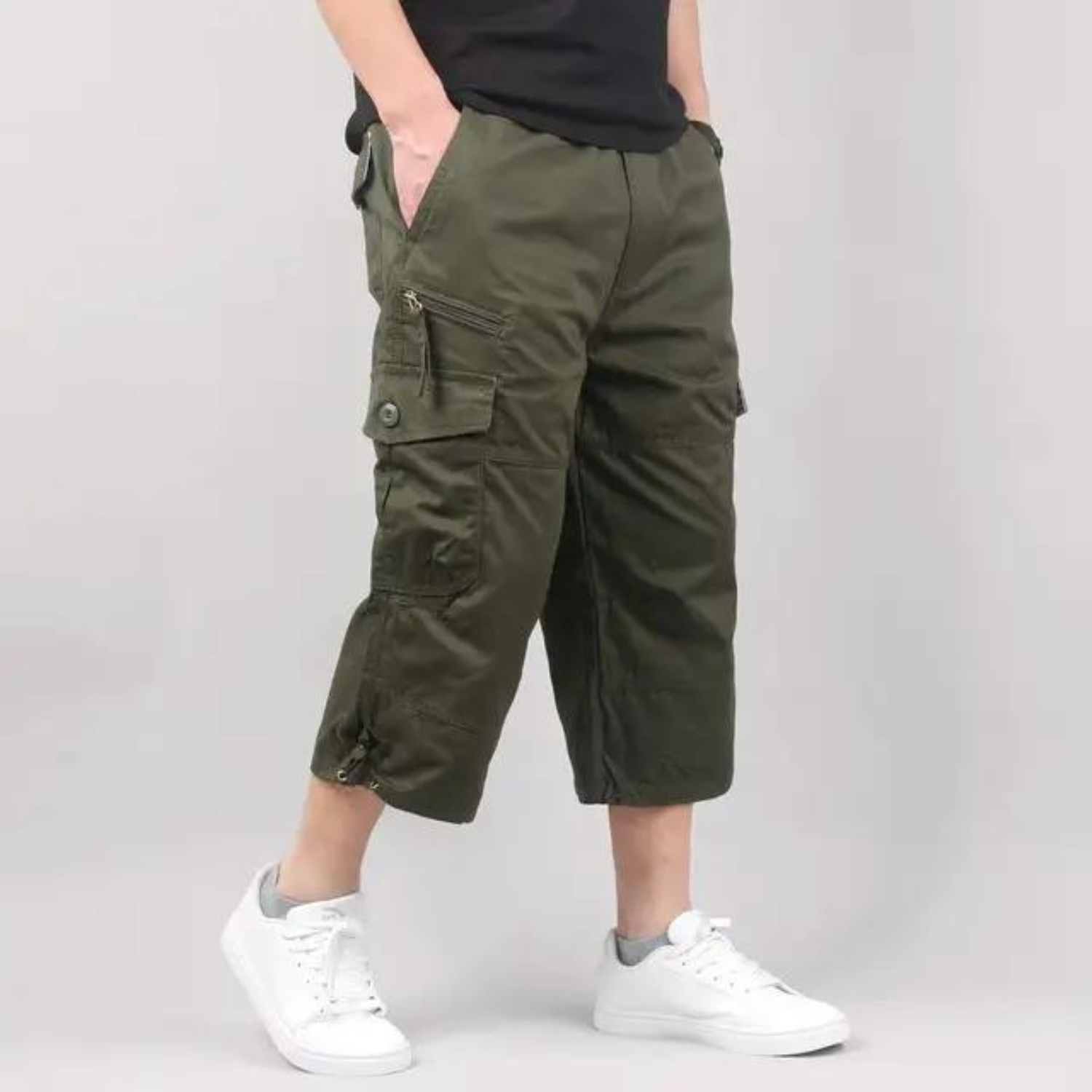 Adrian - Relaxed Lange Cargo Short met Ademend Comfort en Functionele Zakken