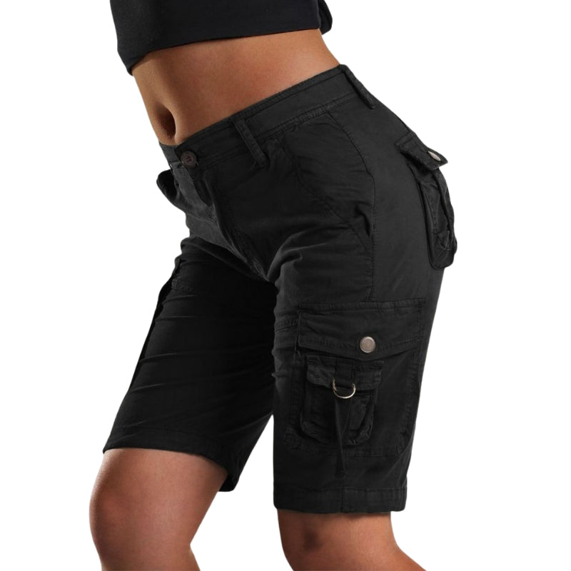 Lena – Dames Flex Cargo Shorts met Verstelbare Taille en Opbergzakken