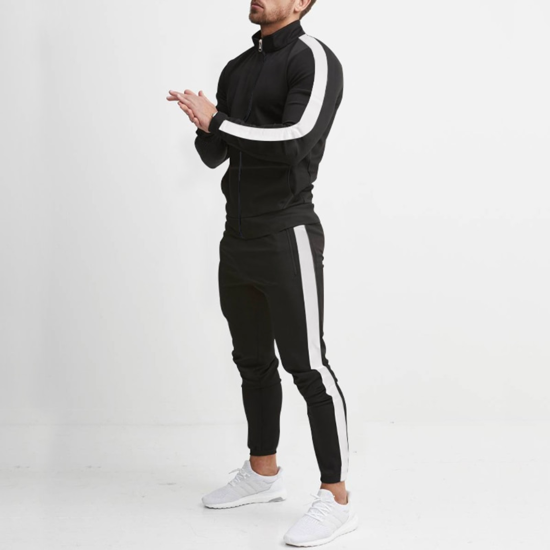 Steave - Atletisch trainingspak met ritsjack en taps toelopende broek