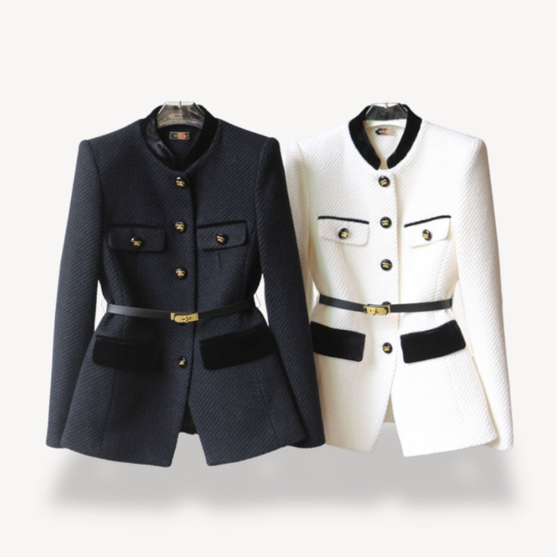 Beatrix - Blazer met Opstaande Kraag en Fluwelen Afwerking