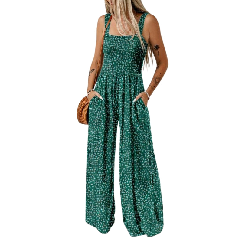 Lily - Moderne jumpsuit met vierkante halslijn en bloemenprint
