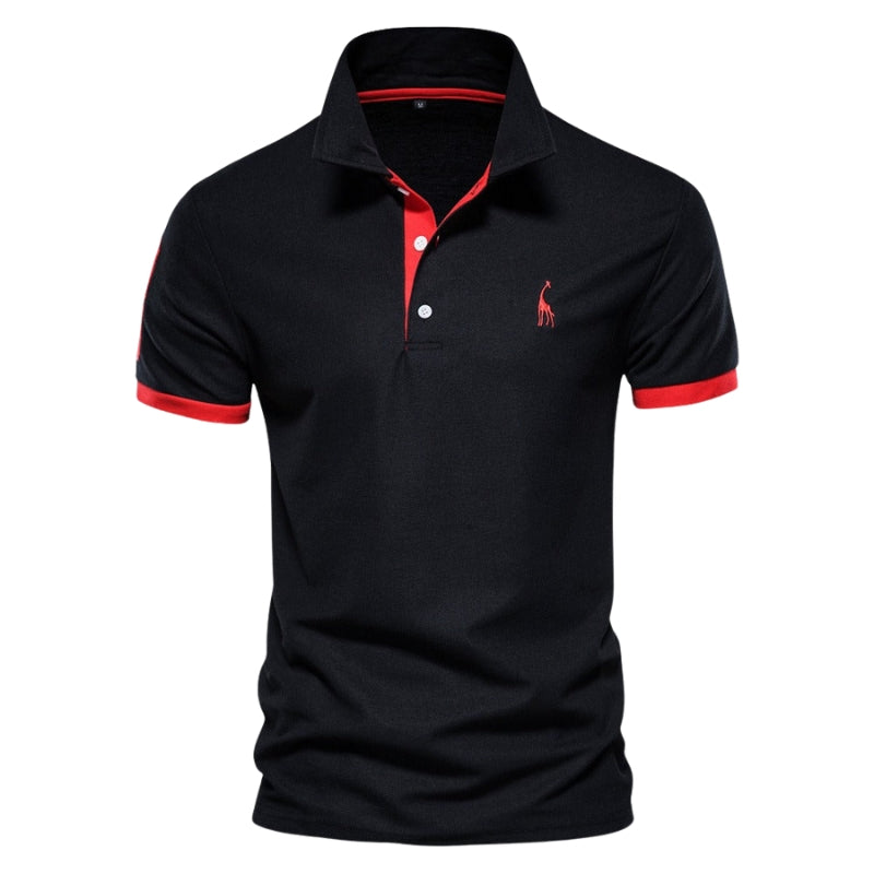 Ethan – Slanke Pasvorm Poloshirt met Knoopkraag en Korte Mouwen