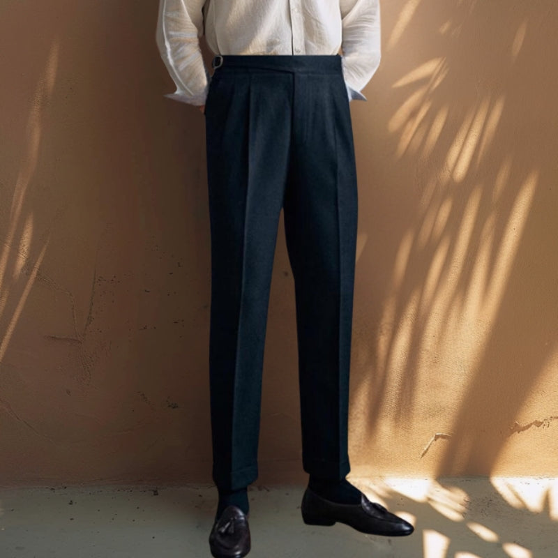 Atlas – Hoge Taille Broek met Gespsluiting en Meerdere Zakjes