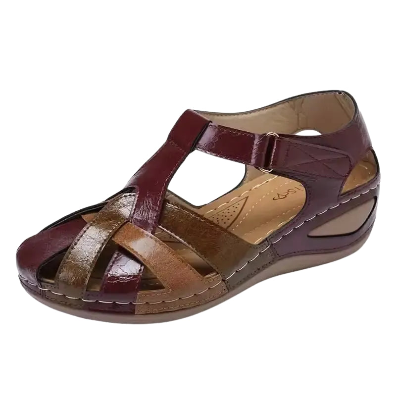Lena - Wedge Sandalen met Ronde Teen en Klittenbandsluiting