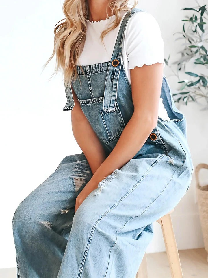 Leina - Stijlvolle losse jumpsuit met verstelbare bandjes en trendy accenten