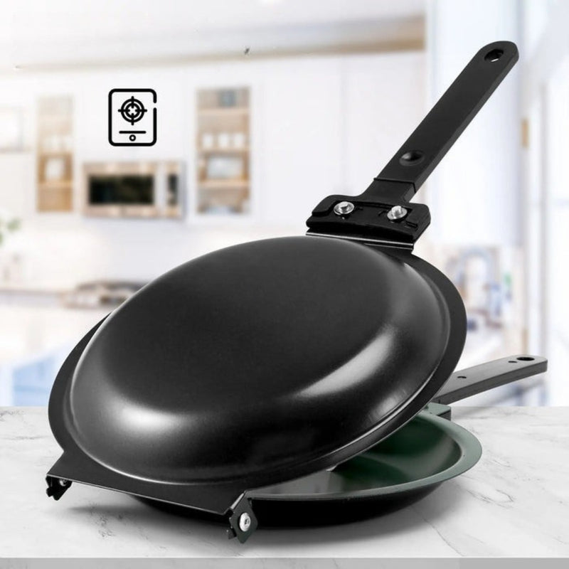 FlipMate – Compacte pannenkoekenpan met dubbele handgrepen en eenvoudig draaibaar ontwerp
