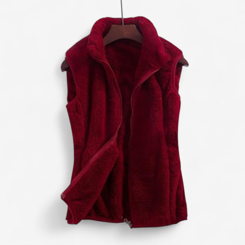 Lindan - Mouwloos Vest met Opstaande Kraag en Ritssluiting