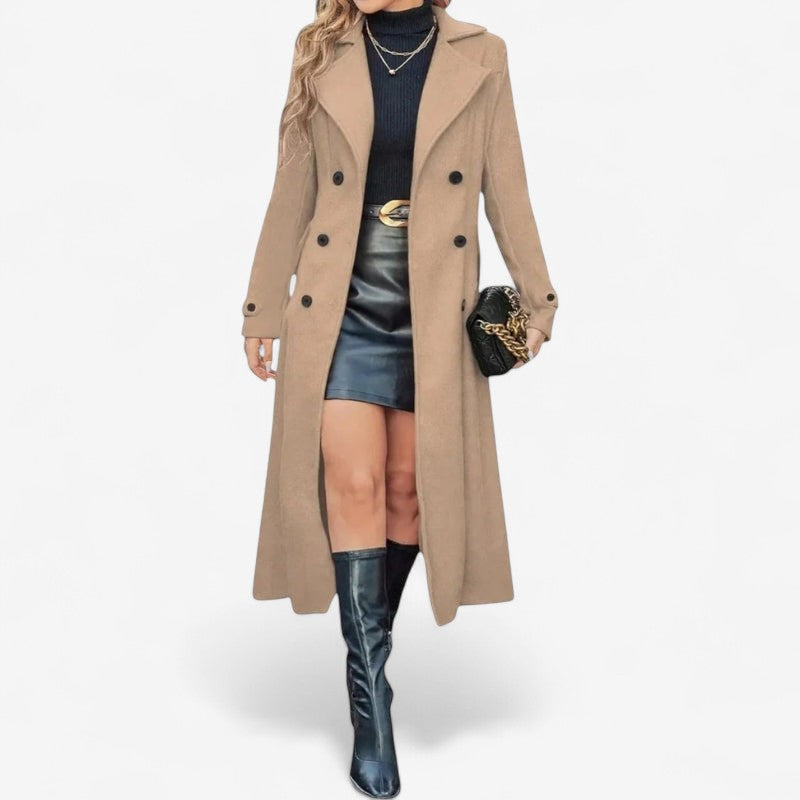 Elara – Dubbelgeknoopte jas met lange mouwen