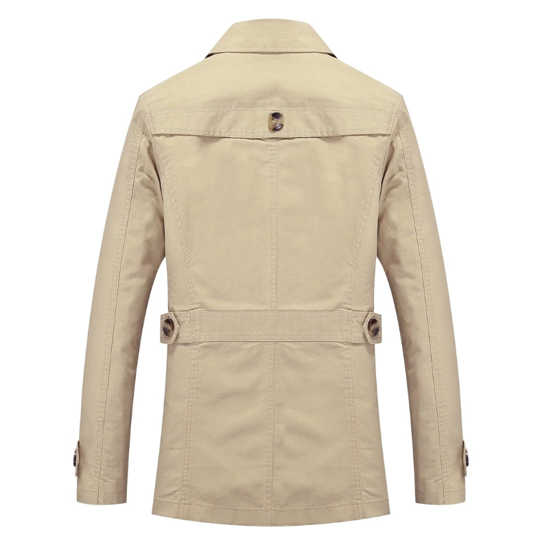 Easton - Lange trenchcoat met knoopsluiting en meerdere zakken