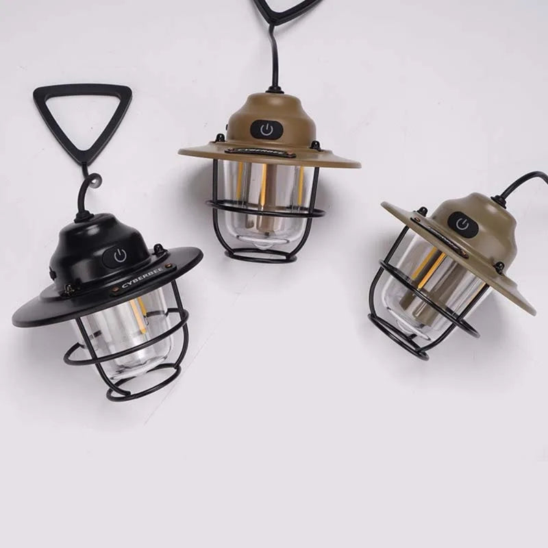 RetroLume - Retro buitenkampeerlamp met sfeervolle gloed en draagbaar ontwerp