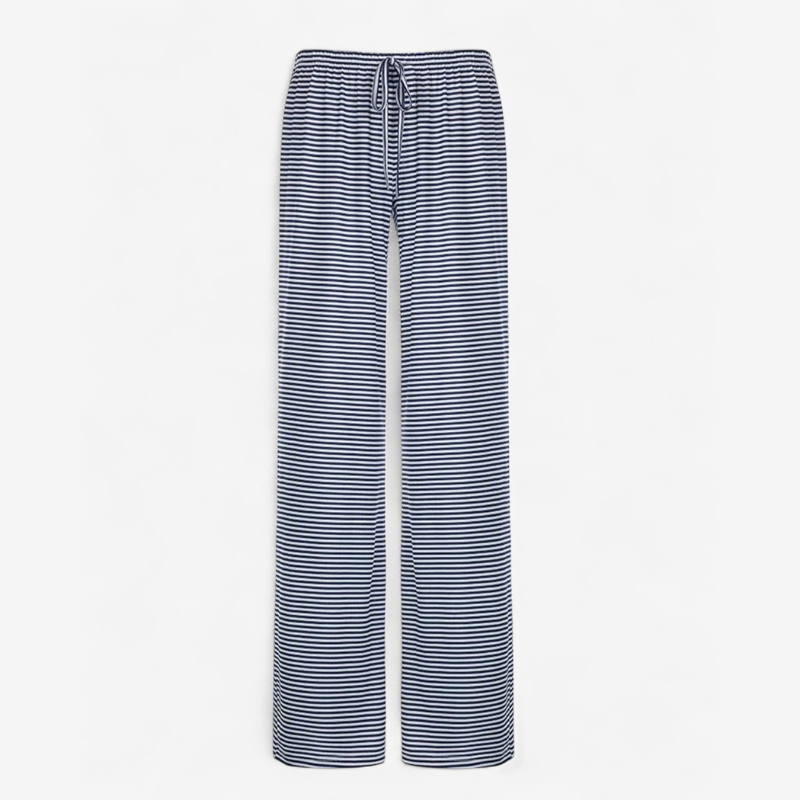 Mia – Casual Striped Wide-leg Broek met Rechte Snit