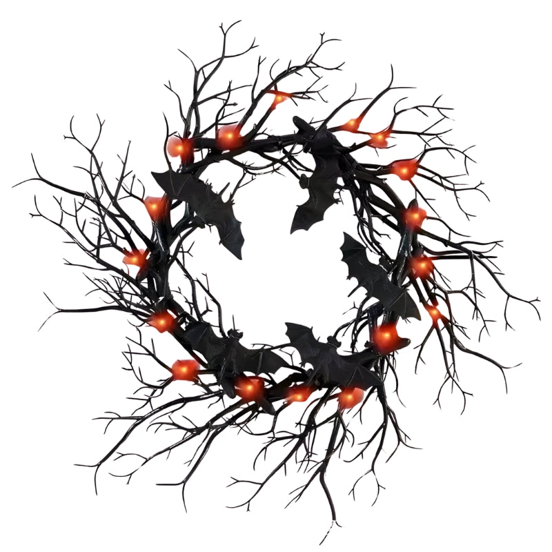 SpiderSpook – LED Halloweenkrans met vampier en spin voor deuren en ramen