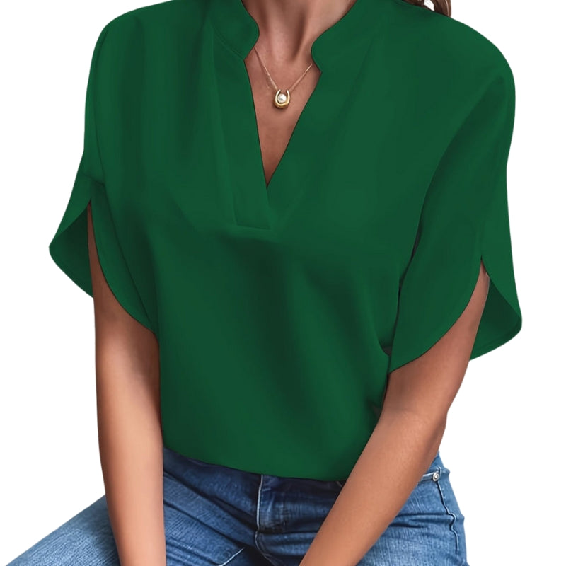 Audrey - V Hals Blouse met Korte Mouwen