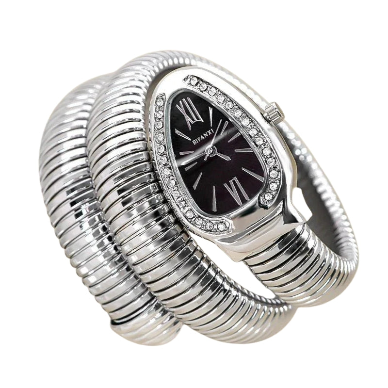 Aria – Quartz Armbandhorloge met Slangenstijl Band en Strassdetails