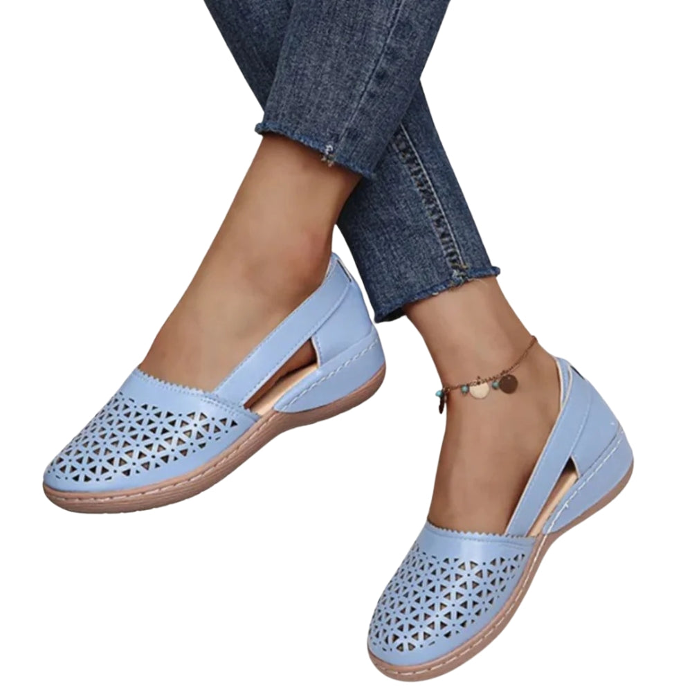 Kylie - Wedge Schoenen met Cut Out Ontwerp en Ronde Teen