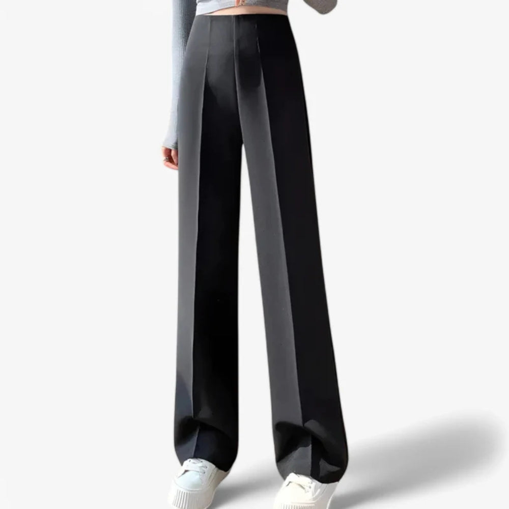 Eva - Elegante pantalon met hoge taille en geplooide voorkant
