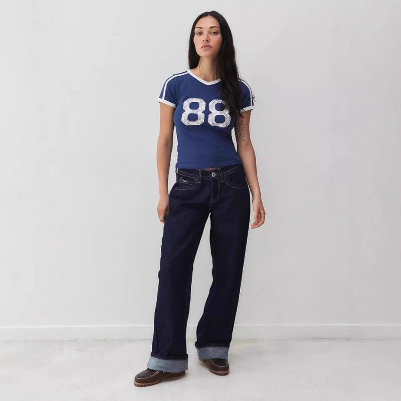 Elena – T Shirt met Korte Mouwen en V Hals
