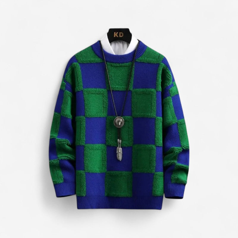 Brooks - Geruite Trui met Lange Mouw en Ronde Hals