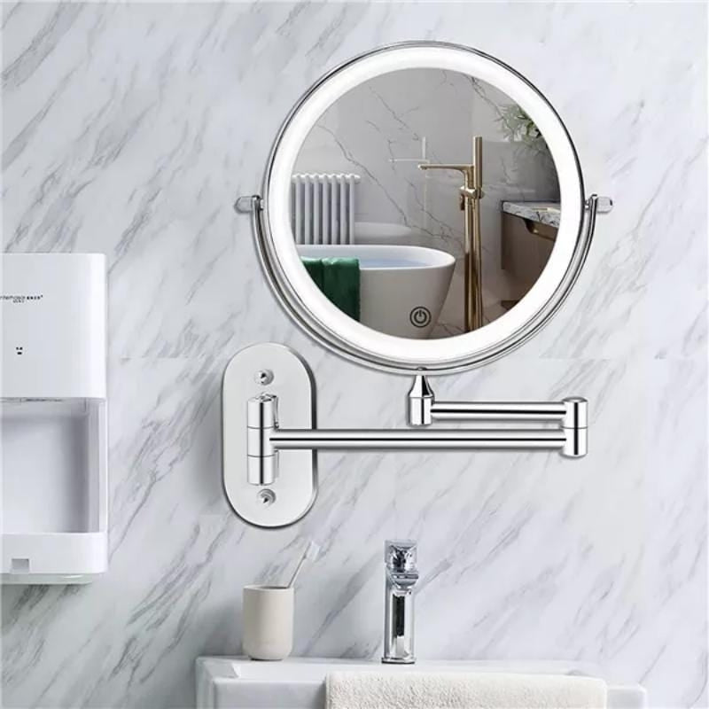 MirrorLux – Muurbevestigde LED Make up Spiegel met Verstelbare Verlichting en USB Opladen