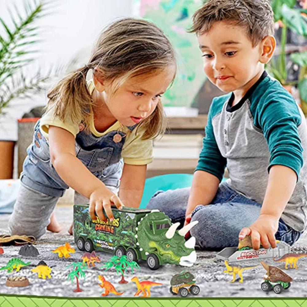 DinoHaul – Dinosaurus transportvrachtwagen speelgoed met mini-auto's en geluidseffecten