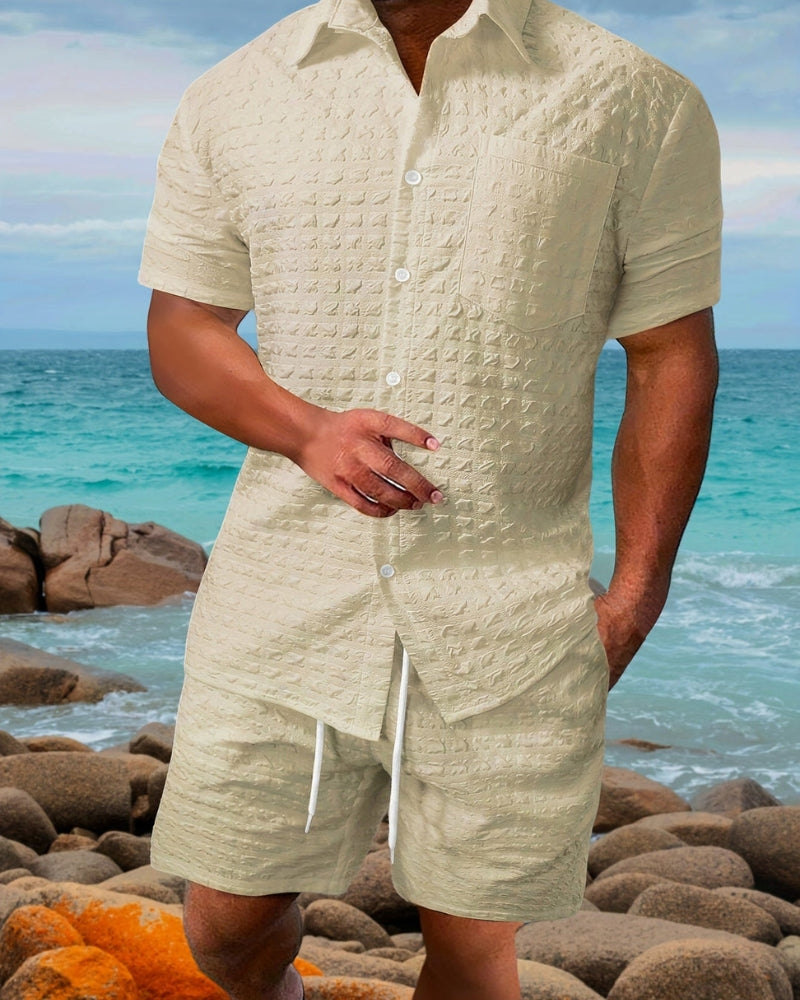 Theo – Stijlvolle tweedelige set met overhemd met korte mouwen en relaxte shorts