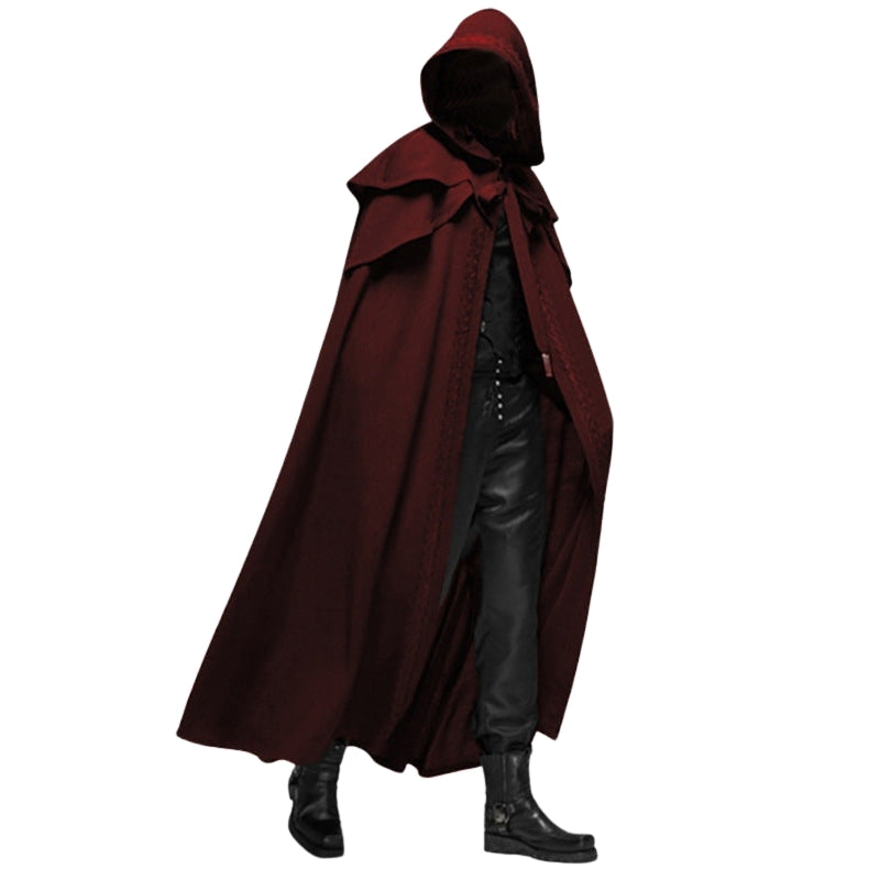 ShadowCrest – Lange Mantel met Puntige Capuchon voor Kostuums en Gelaagde Outfits