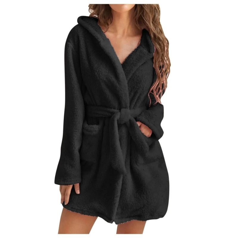 Lily - Stijlvolle fleece badjas met lange mouwen en zijzakken