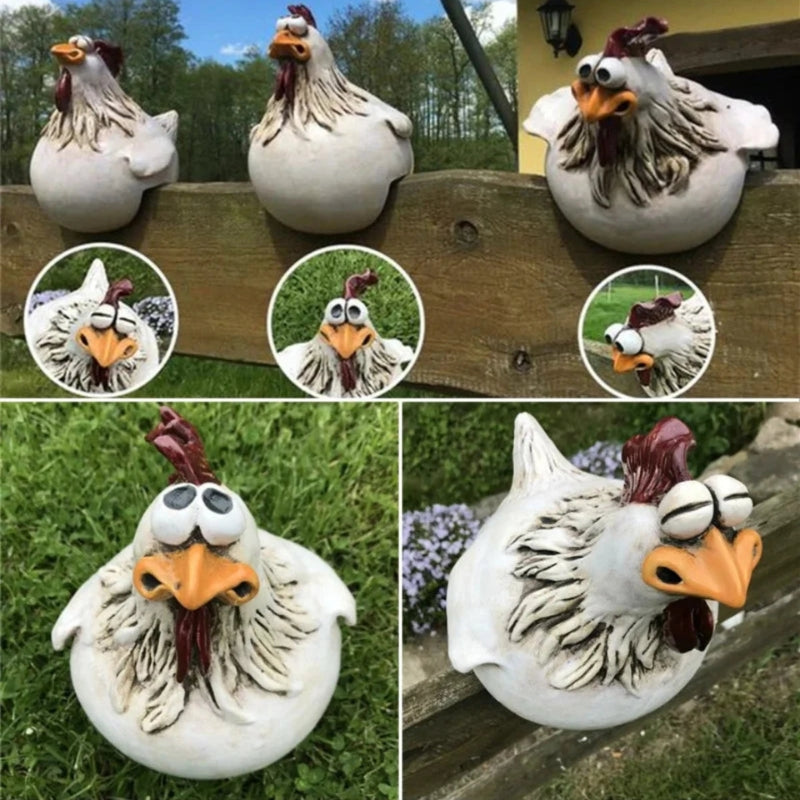 GardenPeep - Speels kippentuinbeeld met charmante uitdrukking en speels design