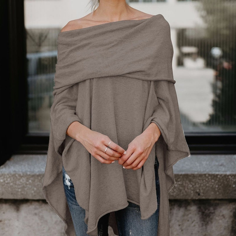 Chloe – Stijlvolle off-shoulder top met lange mouwen en relaxte pasvorm
