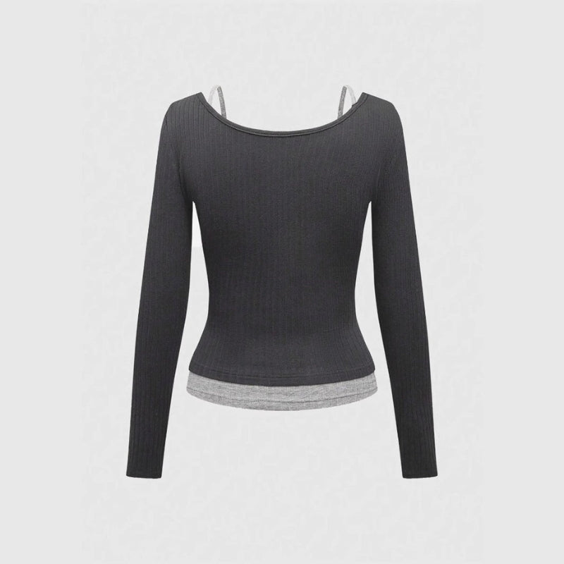 Camila - Off Schouder Top met Grafische Print en Lange Mouwen