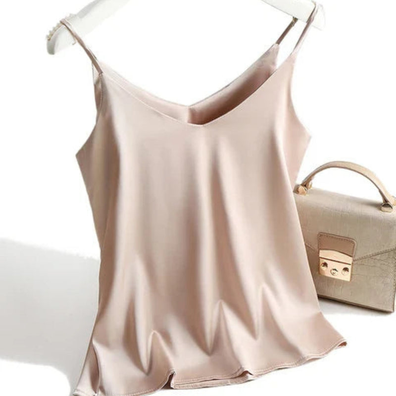 Naya - Elegante losvallende top met V-nek en schouderbandjes
