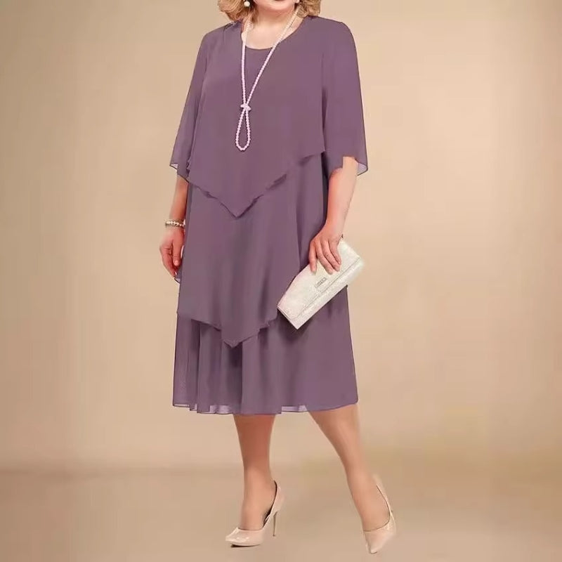 Hazel - Chiffon jurk met ronde hals en modern design