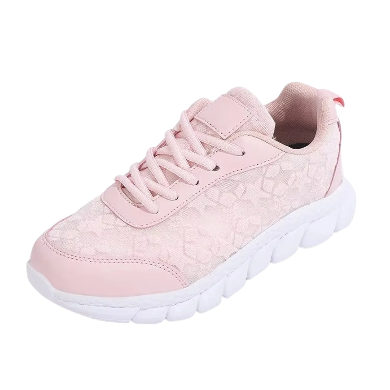 Mia - Lichte Sneakers met Geborduurde Sterren Design en Vetersluiting